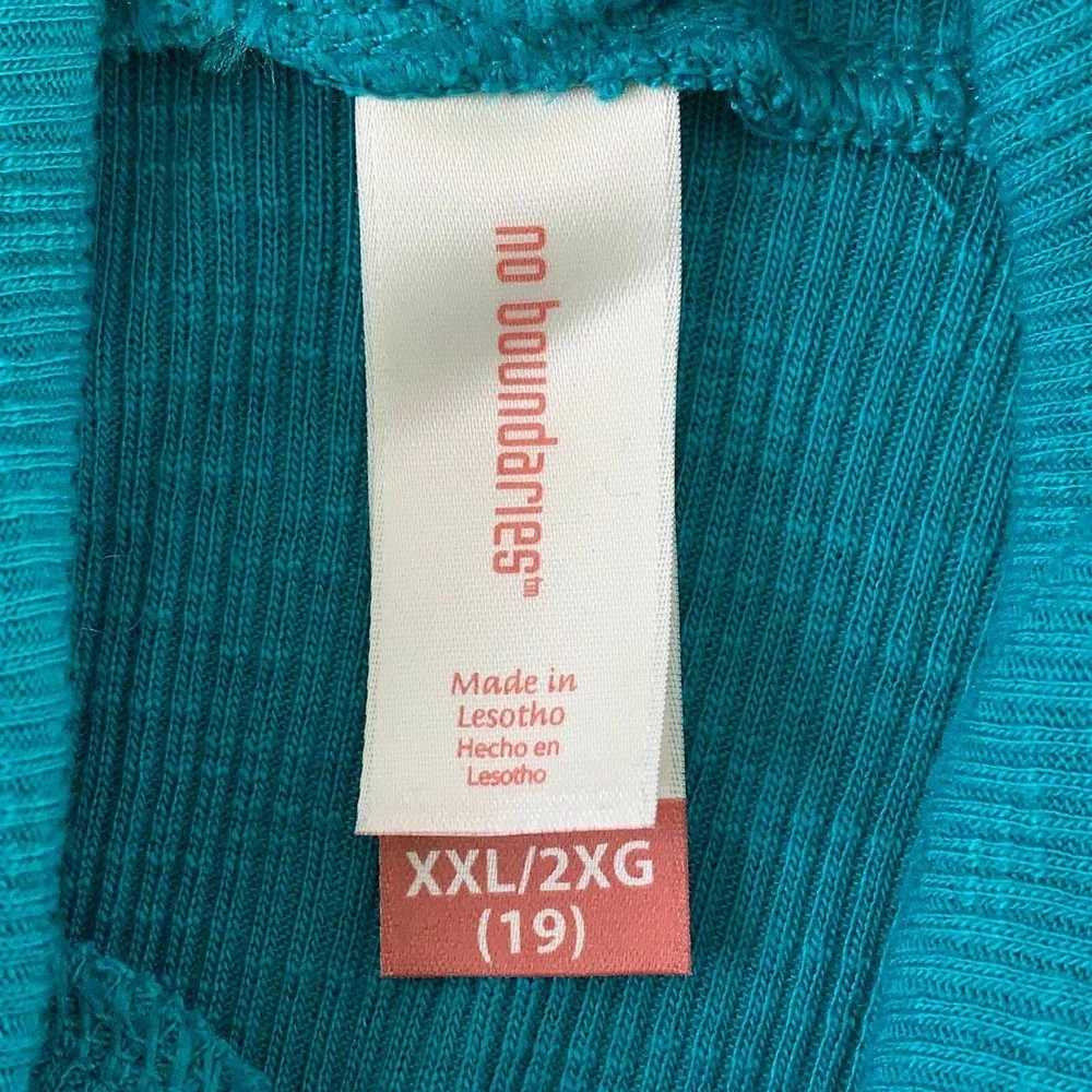 Pullover Sweater Womens Blue 3/4 Sleeve Turtleneck Ruched Knit Juniors XXL New - Picture 7 of 9